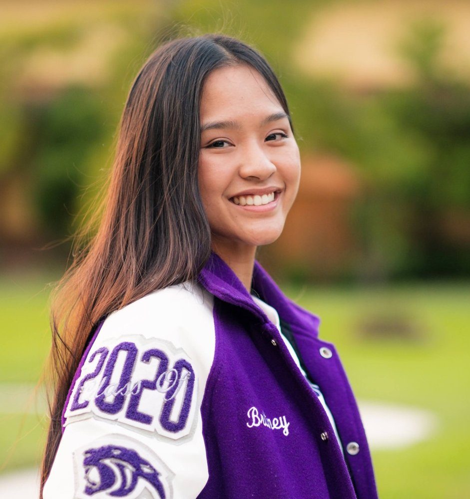 Britney in her Class of 2020 letter jacket